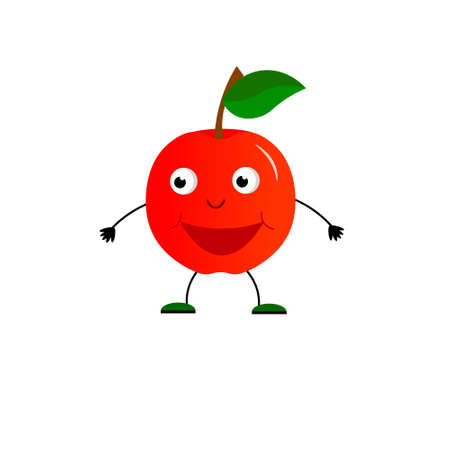 Red apple cartoon.The isolated object on a white background.のイラスト素材