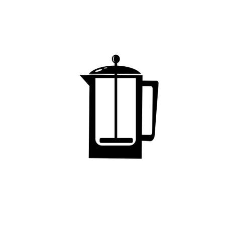 Frenchpress for tea or coffee monochrome.のイラスト素材