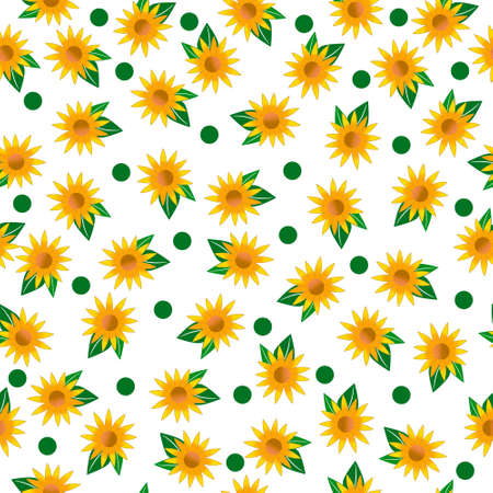 A seamless pattern with yellow flowers.のイラスト素材