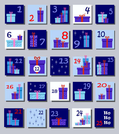 Christmas advent calendar with gifts.のイラスト素材