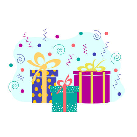 Gift boxes postcard vector illustration.のイラスト素材