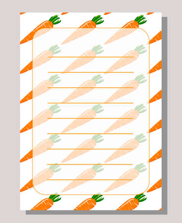 Template for writing cook recipes with an illustration of carrots.のイラスト素材