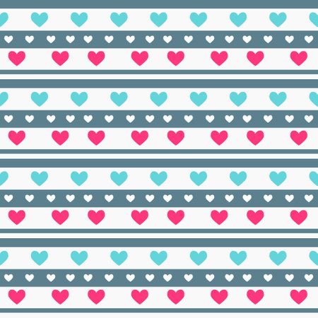 Pattern with stripes and hearts.のイラスト素材