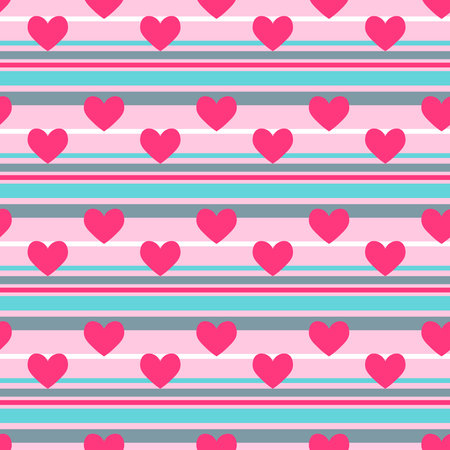 Striped pattern and hearts backgroundのイラスト素材