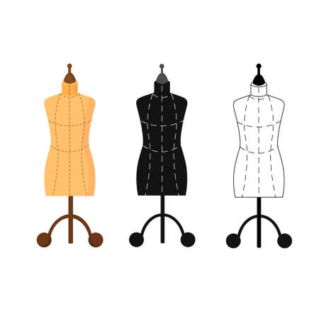 Set of three mannequins. Sewing workshop.のイラスト素材