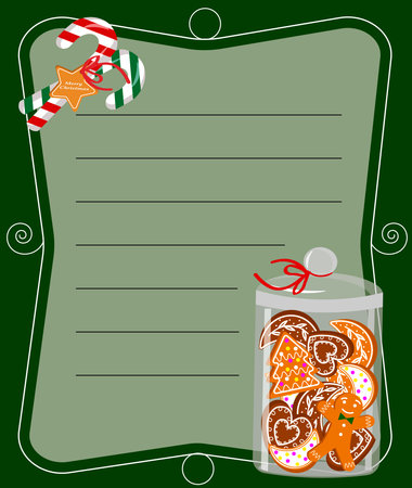 Gingerbread cookies in a glass jar. Christmas illustration.のイラスト素材