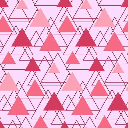 Pattern with pink triangles. Geometric vector pattern.のイラスト素材