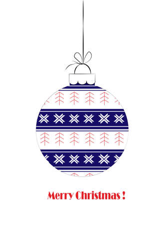 Ball with a decorative pattern of Christmas trees and snowflakes. Card template for Christmas.のイラスト素材