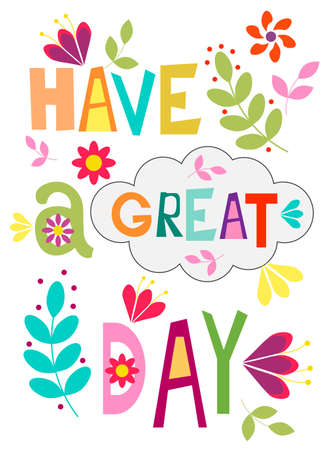 Lettering hand drawing font. Yfve a great day. Print with flowers and letters.のイラスト素材