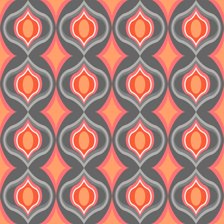 Pattern with abstract oval shapes. Vector seamless pattern in gray and rose color.
