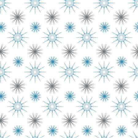 Pattern with blue snowflakes. Abstract snow ornament on a white background.のイラスト素材