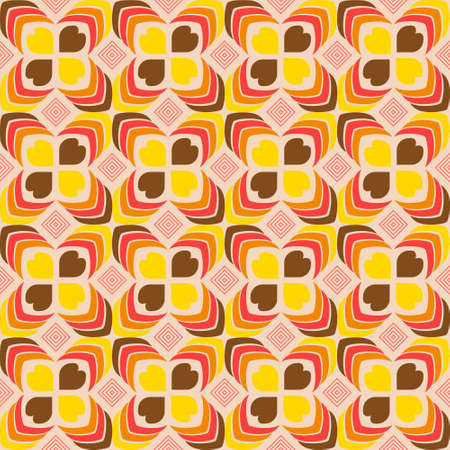 Stylized multicolored squares. 70s retro and hippie pattern.のイラスト素材