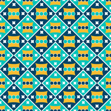 Square tile pattern. Geometric pattern from circles, squares and rhombuses.のイラスト素材