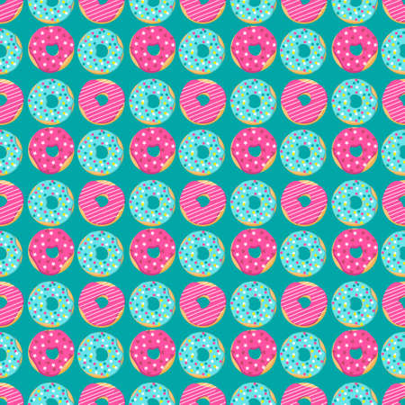 Pattern with donuts with multi-colored icing. Vector illustration.のイラスト素材