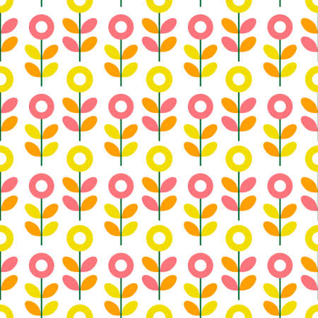 Pattern with flowers from geometric shapes. Floral vector illustration.のイラスト素材