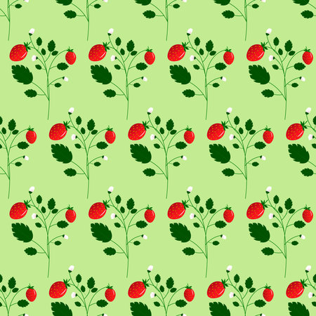 Seamless pattern with garden strawberries. Vector illustration.のイラスト素材