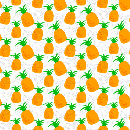 Abstract pineapple drawing for design. Vector illustration style.のイラスト素材