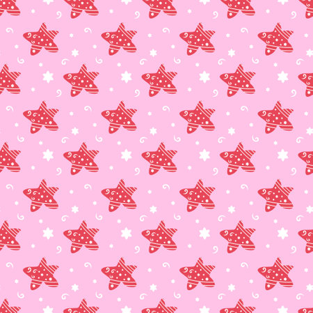 Festive pattern with decorative stars. Vector on a pink background.のイラスト素材