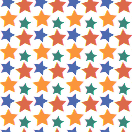Pattern with stars. Double risographic effect. Vector design.のイラスト素材