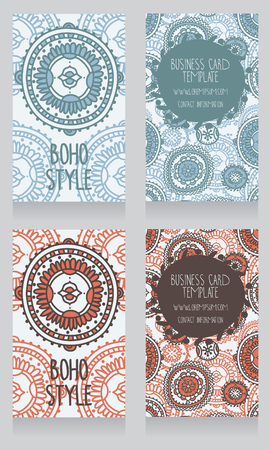 four banners in boho style, vector illustrationのイラスト素材