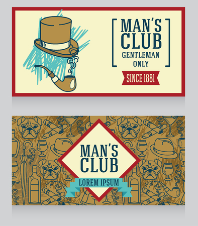 two business cards for gentlemen club, can be used as party invitations, vector illustrationsのイラスト素材