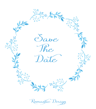 Beautiful wedding invitation with hand drawn watercolor ornamentのイラスト素材