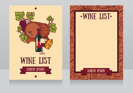 Template for the wine list, can be used as invitation for wine party, vector illustrationのイラスト素材