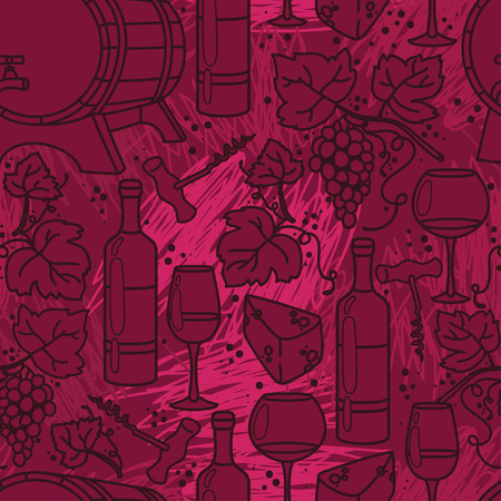 Seamless pattern for wine and winemaking, vector illustrationsのイラスト素材