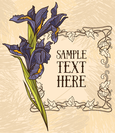 Beautiful card in art deco retro style, floral frame, vector illustrationのイラスト素材