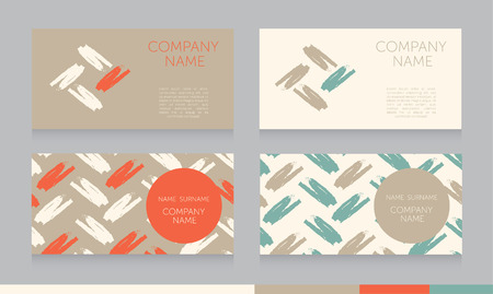 Template for business cards with hand drawn elements and flourish pattern, can be used for art classes, vector illustrationのイラスト素材