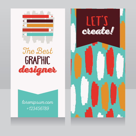 Business card template for graphic designer or creative agency, vector illustrationのイラスト素材