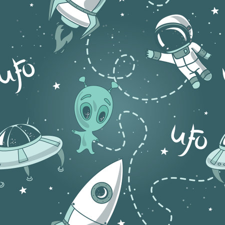 Seamless pattern for ufo, vector illustration.のイラスト素材