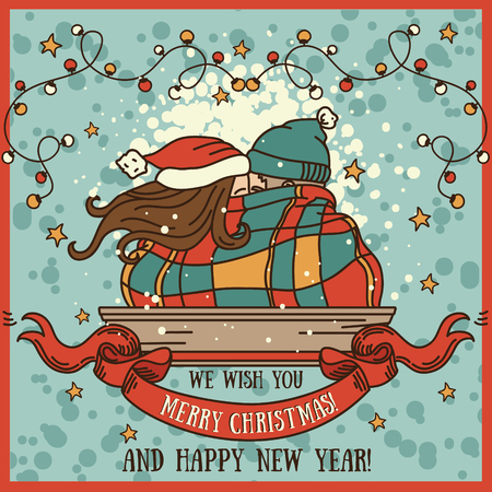 Cute card for a happy christmas.のイラスト素材