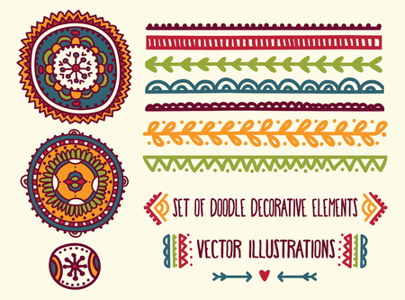 set of traditional african masks and african ornaments, vector illustrationのイラスト素材