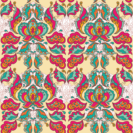 beautiful seamless pattern in indian style, vector illustrationのイラスト素材