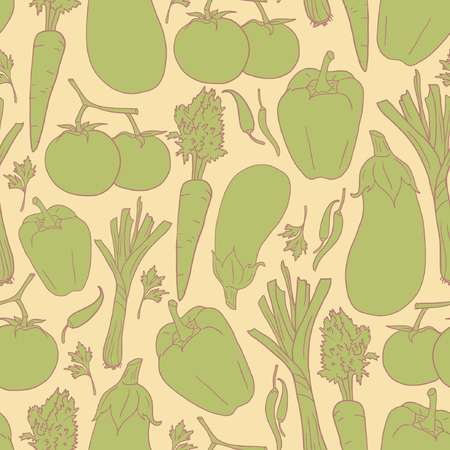 Seamless texture with vegetables, healthy food background, vector illustrationのイラスト素材