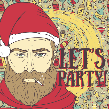 party poster with bad santa, vector illustrationのイラスト素材