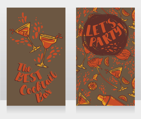 Banners for cocktails bar, can be used as party invitation, vector illustrationのイラスト素材