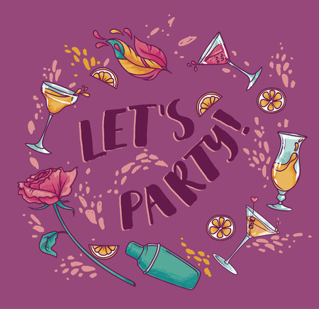 poster for party, can be used as menu cover for cocktail barのイラスト素材