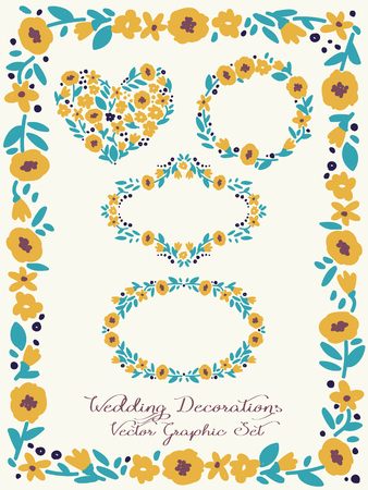 Collection of floral decorative elements for your design illustration.のイラスト素材