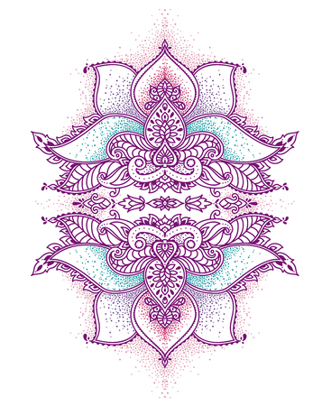 Royal magical ornament, stylized lotus flower in Indian style, can be used for tattoo  vector illustrationのイラスト素材