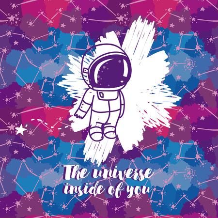 The universe inside of you poster with an astronautのイラスト素材