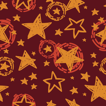 Starry seamless pattern, sketch stars, vector illustrationのイラスト素材