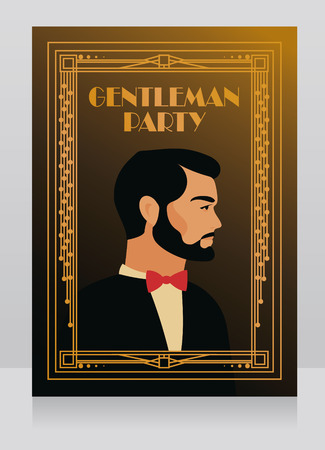 Poster for gentleman party in 20s style, vector illustrationのイラスト素材