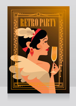 Lady drinking champagneのイラスト素材