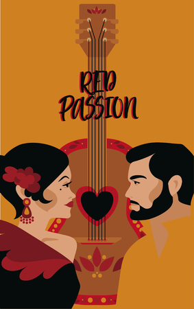 Poster for flamenco show and loveのイラスト素材