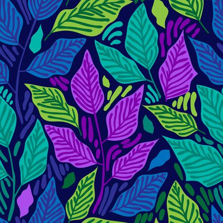 Seamless pattern with colorful leaves, vector illustrationのイラスト素材