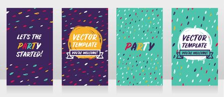 Four templates for party invitationsのイラスト素材