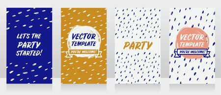 Four templates for party invitationsのイラスト素材
