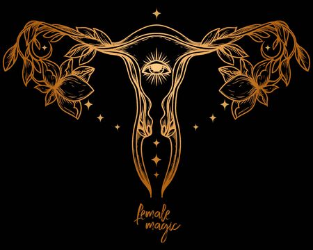 Poster with blooming uterus, vector illustrationのイラスト素材